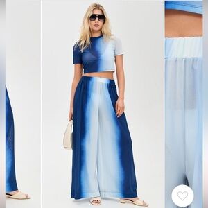 STAUD Blue Ombre Wide-Leg Pants